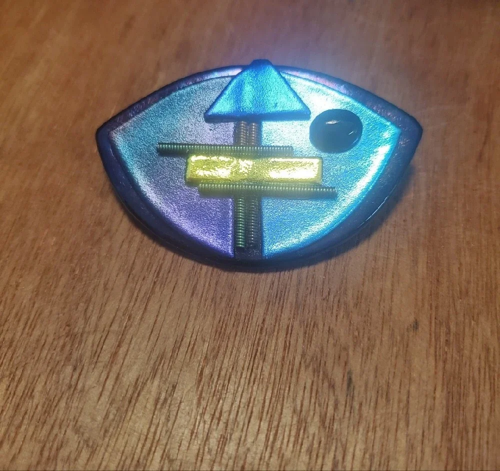 Iridescent Blue-Purple Abstract Dichroic Glass Pin D